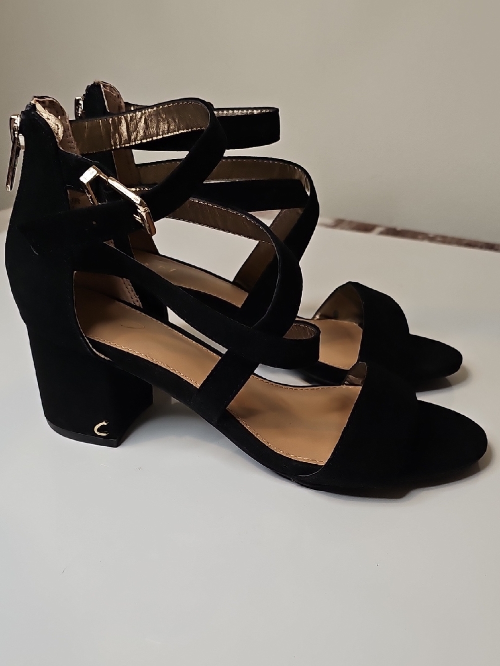 Circus Black Strappy Block Heel Sandals - Women's Size 7